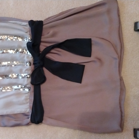 HOSS INTROPIA TAUPE EMBELLISHED FRONT KNEE LENGTH DRESS SIZE 36 OR US 4 - Picture 3 of 8